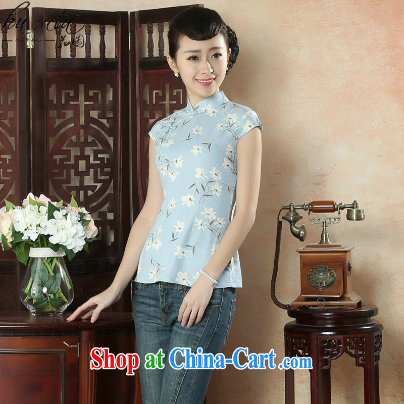 spend the summer new cheongsam shirt Tang Women's clothes Chinese improved, for literary and artistic light short-sleeved, Ms. Tang is shown in Figure 2 color XL, spend figure, and, on-line shopping