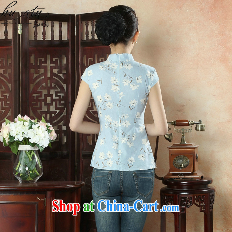 spend the summer new cheongsam shirt Tang Women's clothes Chinese improved, for literary and artistic light short-sleeved, Ms. Tang is shown in Figure 2 color XL, spend figure, and, on-line shopping