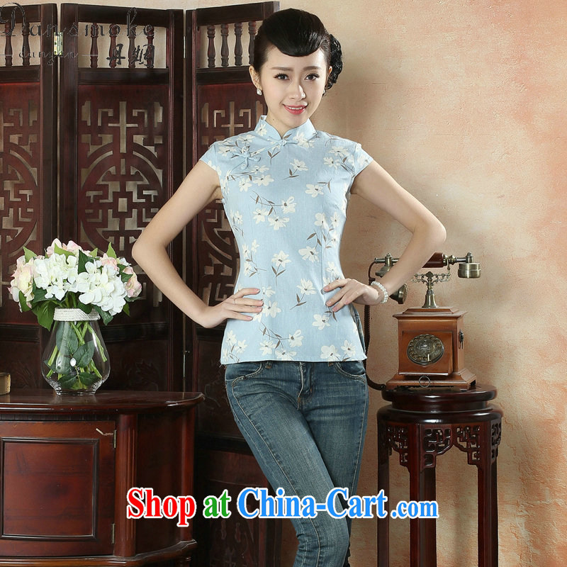 Dan smoke-free summer new cheongsam shirt Tang Women's clothes Chinese improved, for literary and artistic light short-sleeved Ms. load such as the color 2 XL
