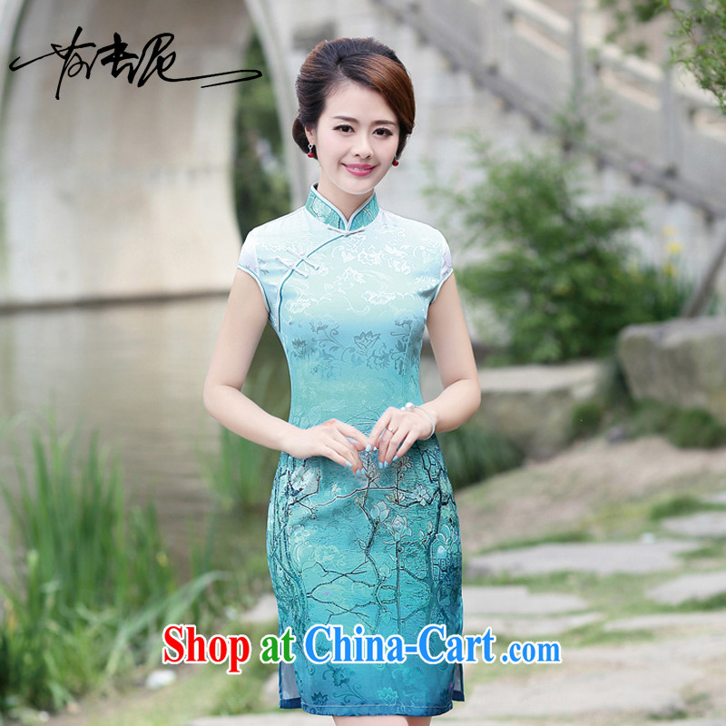 2015 new summer wear cheongsam dress improved stylish everyday floral Ethnic Wind and elegant low-power the truck cheongsam dress 8892 container take XL