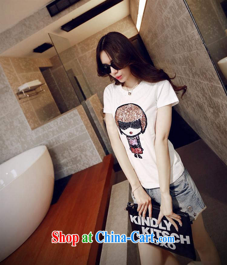 Ya-ting store real-time concept 2015 summer new Korean girl with pearl-embroidered dolls and better version, short-sleeved T-shirt solid white T-shirts L pictures, price, brand platters! Elections are good character, the national distribution, so why buy now enjoy more preferential! Health