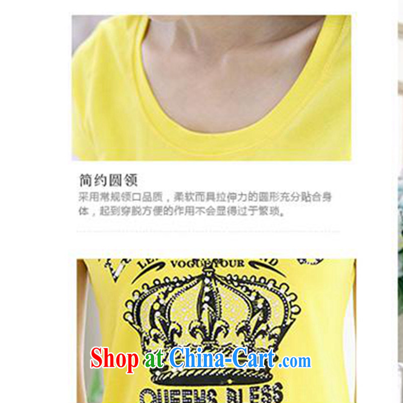 Ya-ting store 2015 short-sleeved T-shirt girls summer Korean Beauty half sleeve shirt T larger female graphics thin stamp solid T T-shirt yellow 2 XL, blue rain bow, and, on-line shopping