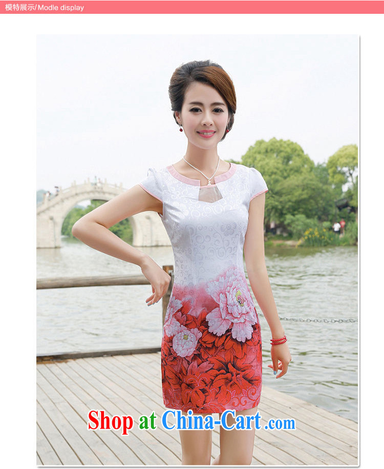 2015 new summer waist-cultivating improved cheongsam elegant fresh stamp pack and dress women 8887 green Peony flower XXL pictures, price, brand platters! Elections are good character, the national distribution, so why buy now enjoy more preferential! Health