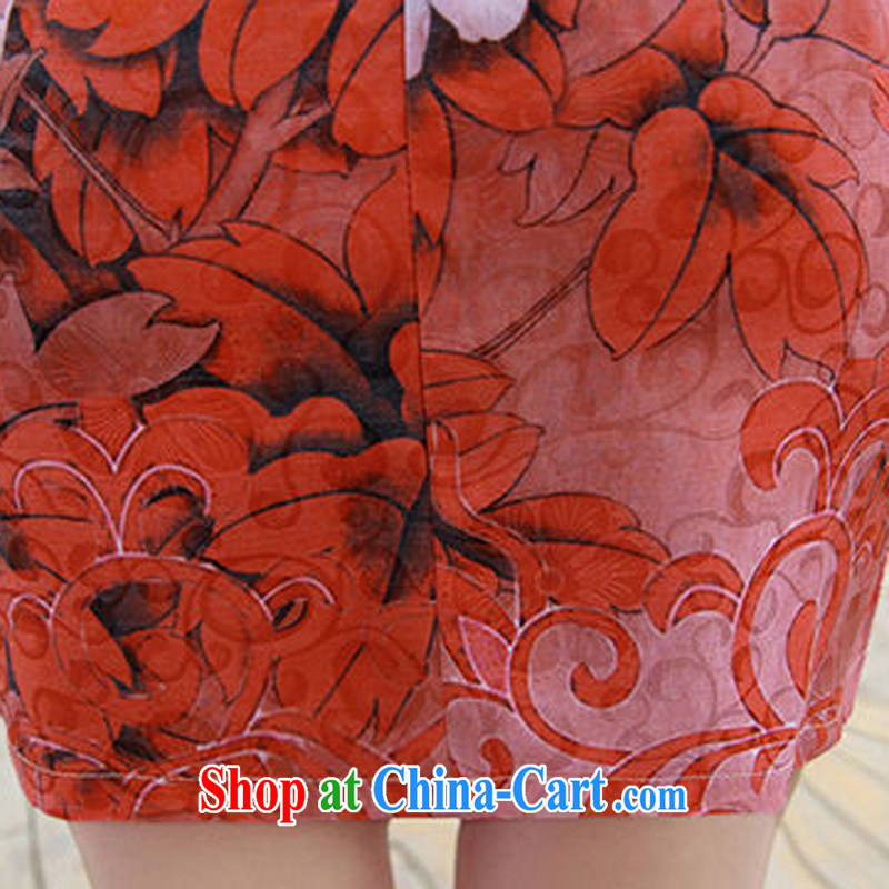 2015 new summer wear the lap Sau San improved cheongsam elegant fresh stamp pack and dress women 8887 green Peony flower XXL, Elizabeth Gil (SHAJINI), online shopping