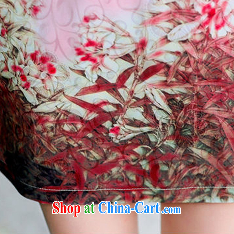 Improved stylish short, the code 2014 new cheongsam dress dresses women's clothing summer long girls Lace Embroidery 8881 green peony flower XXL, Elizabeth Gil (SHAJINI), online shopping