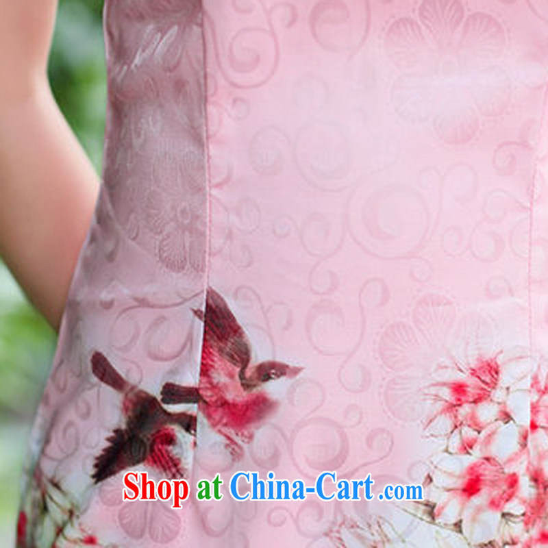 Improved stylish short, the code 2014 new cheongsam dress dresses women's clothing summer long girls Lace Embroidery 8881 green peony flower XXL, Elizabeth Gil (SHAJINI), online shopping