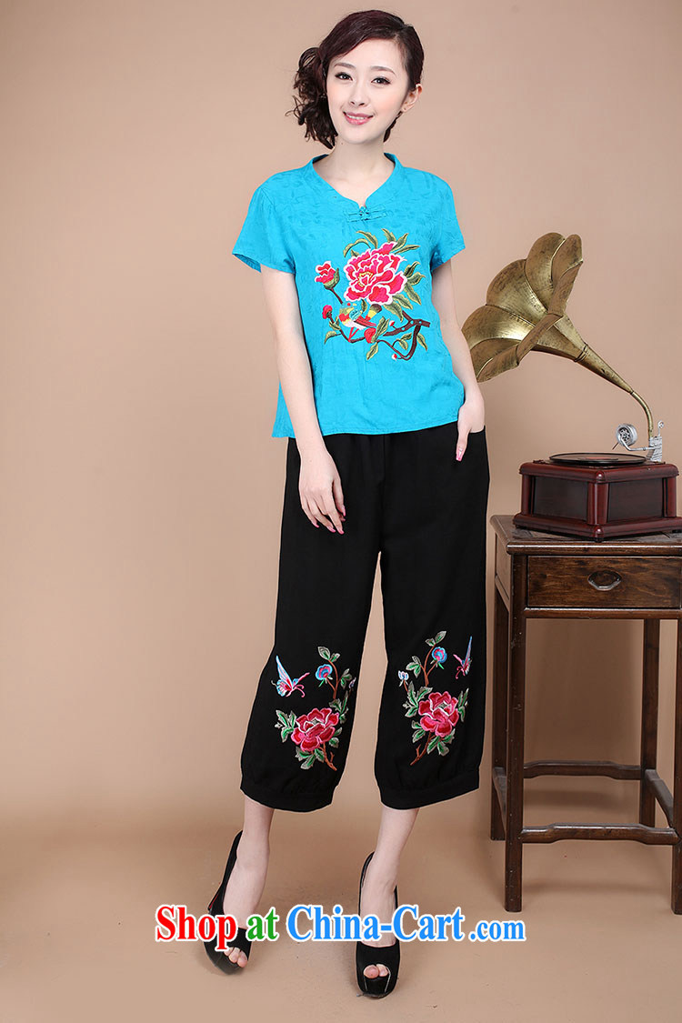 2015 summer new loose the Code, older women cotton embroidered Chinese T-shirt pants two-piece to sell black XXXL pictures, price, brand platters! Elections are good character, the national distribution, so why buy now enjoy more preferential! Health