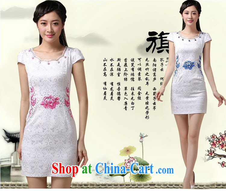 Cover Story 2015 summer New Beauty video thin, long, short-sleeved dresses retro art China wind flower embroidery cheongsam white orchids XXL pictures, price, brand platters! Elections are good character, the national distribution, so why buy now enjoy more preferential! Health