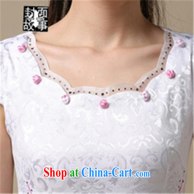 Cover Story 2015 summer New Beauty video thin, long, short-sleeved dresses retro art China wind flower embroidery cheongsam white orchids XXL, Cover Story (cover story), and, on-line shopping