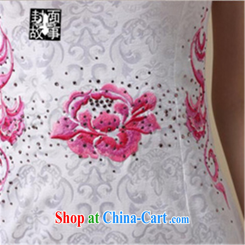 Cover Story 2015 summer New Beauty video thin, long, short-sleeved dresses retro art China wind flower embroidery cheongsam white orchids XXL, Cover Story (cover story), and, on-line shopping