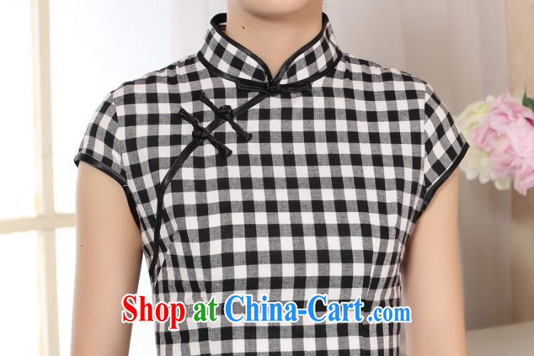Floor is still building the cotton retro checked short-sleeved qipao improved daily republic linen clothes summer dresses skirts D 0247 2 XL pictures, price, brand platters! Elections are good character, the national distribution, so why buy now enjoy more preferential! Health