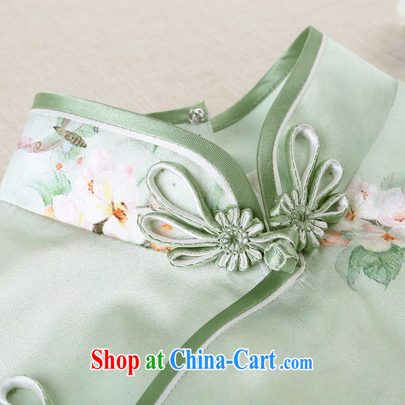 once and for all, without fatally jealous, The Shannon long, Silk Cheongsam stamp duty improved sauna silk Spring Summer skirt outfit daily green M, fatally jealous once and for all, and, on-line shopping