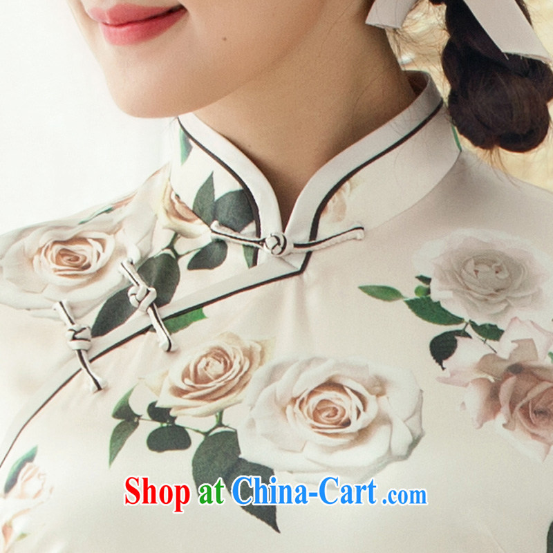 once and for all and fatally jealous poetry about silk long cheongsam improved summer 2015 new spring of Korea cheongsam dress everyday white XL, fatally jealous once and for all, and, on-line shopping