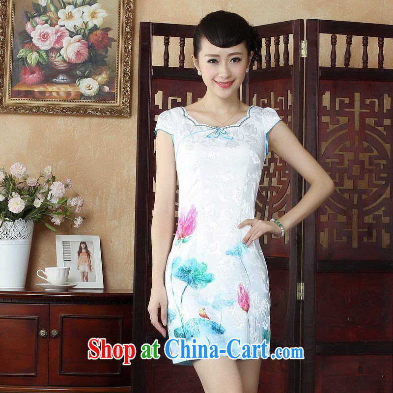 Floor is still building summer antique Chinese Chinese cheongsam dress summer improved stylish dresses dress picture color 2 XL, property is still property, shopping on the Internet