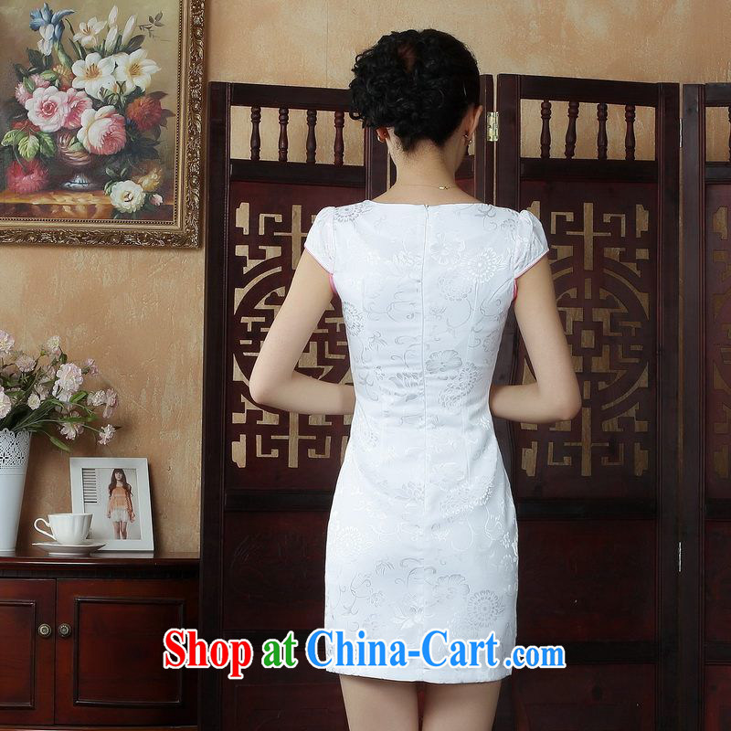 Floor is floor Lady Jane, Jacob embroidery cheongsam improved cheongsam dress summer white exclusive fashion beauty dresses picture color 2 XL, property is still property, shopping on the Internet