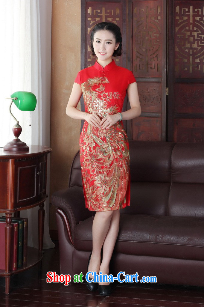 spend the summer short dresses Women's clothes Chinese improved wedding toast clothing retro embroidery flower Peacock short cheongsam improvement figure 3XL pictures, price, brand platters! Elections are good character, the national distribution, so why buy now enjoy more preferential! Health