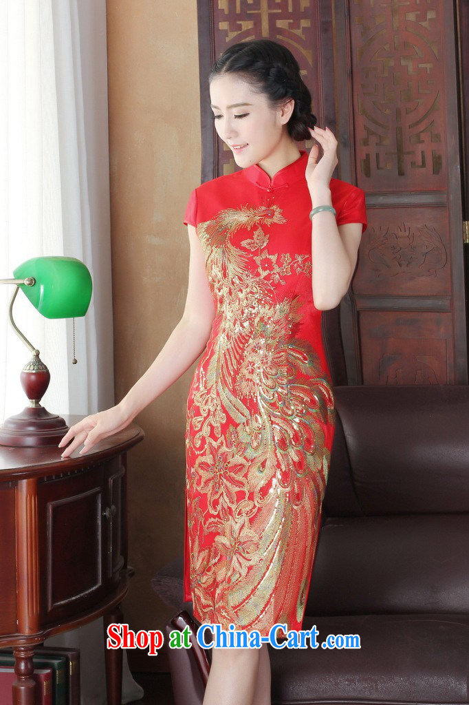 Dan smoke summer short dresses Women's clothes Chinese improved wedding toast clothing retro embroidery flower Peacock short improved cheongsam shown in Figure 3XL pictures, price, brand platters! Elections are good character, the national distribution, so why buy now enjoy more preferential! Health