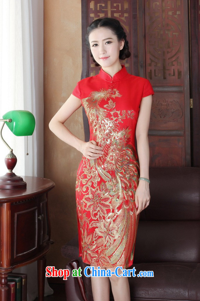 Dan smoke summer short dresses Women's clothes Chinese improved wedding toast clothing retro embroidery flower Peacock short improved cheongsam shown in Figure 3XL pictures, price, brand platters! Elections are good character, the national distribution, so why buy now enjoy more preferential! Health