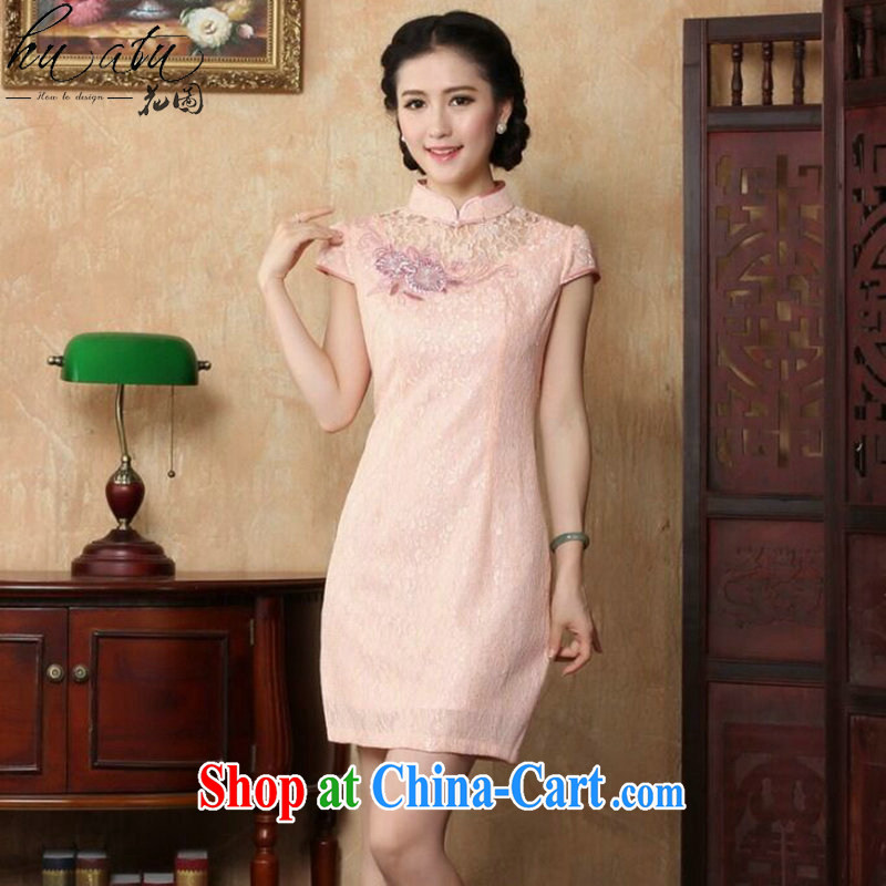 Dan smoke cheongsam dress dresses new Chinese, for summer embroidered stylish lace short cheongsam qipao improvements such as the color 2 XL, Bin Laden smoke, shopping on the Internet