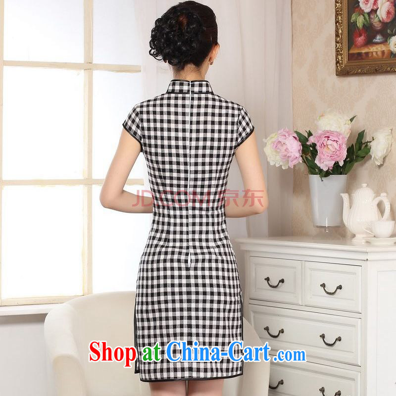 Nigeria, following the commission cotton retro checked short-sleeved qipao improved daily republic of linen clothes summer cheongsam dress D 0247 - A XXL, Nigeria, and, on-line shopping