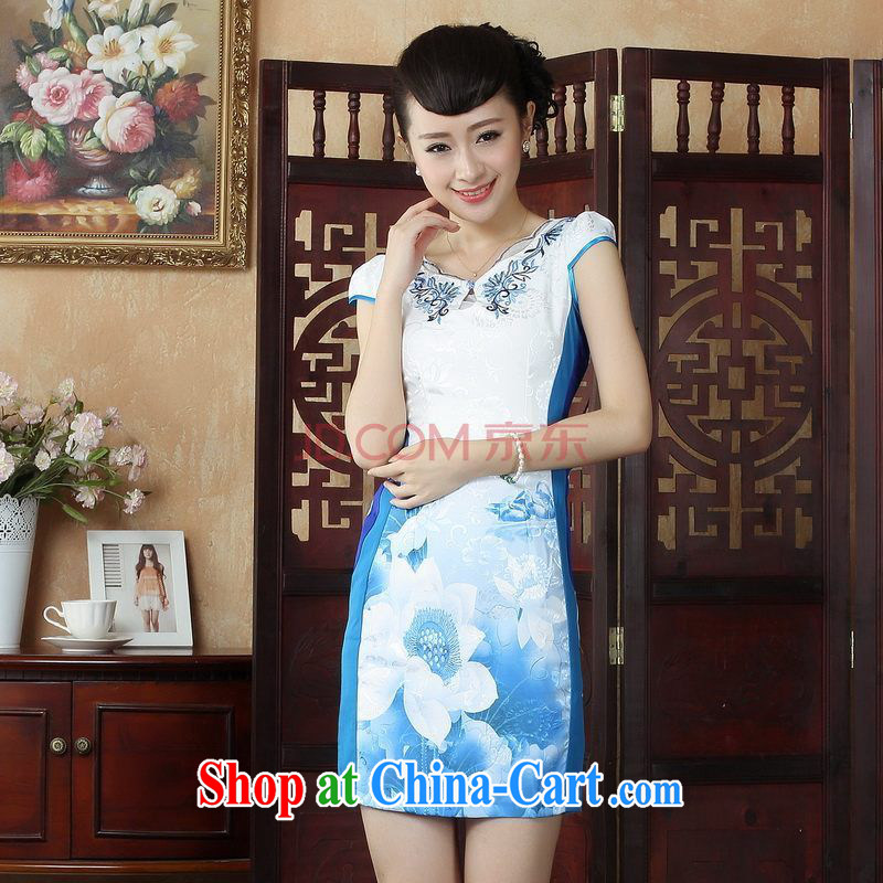 Nigeria, the Chinese Wind and stylish with lotus cheongsam dress retro summer Chinese Lotus dress dress picture color XXL, Nigeria, and shopping on the Internet