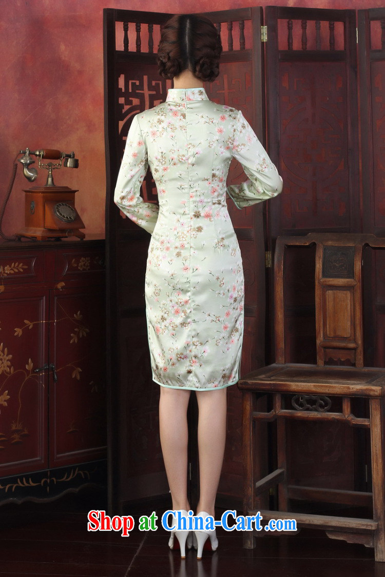 Take the cheongsam dress Chinese Chinese improved, LED light sauna in Silk Cheongsam cuff antique silk long-sleeved robes the green flower 2XL pictures, price, brand platters! Elections are good character, the national distribution, so why buy now enjoy more preferential! Health