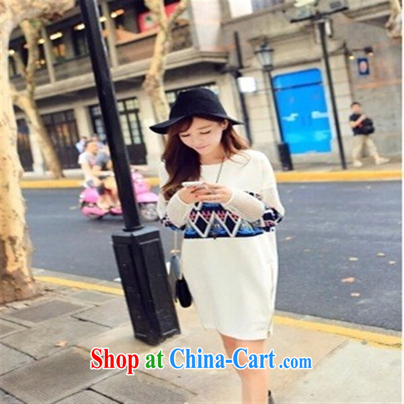 2015 new stylish girl with the Republika Srpska pattern stitching cuff long sweater dress #black XL, health concerns (Rvie .), and, on-line shopping