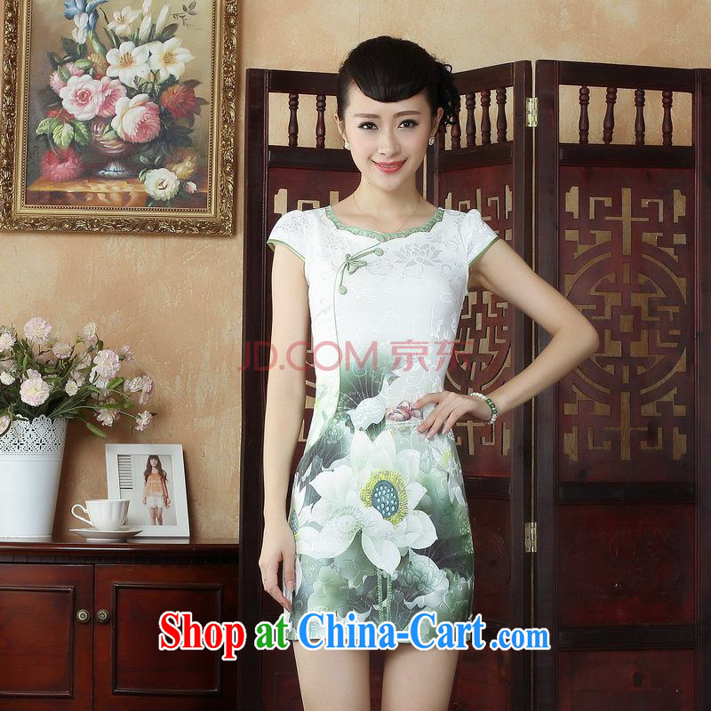 For Pont Sondé Ms. Diane cheongsam Chinese dresses Chinese wind stylish improved green outfit I should be grateful if you dress picture color XXL