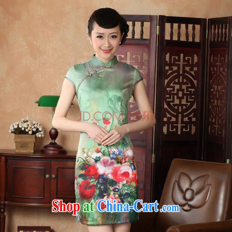 For Pont Sondé Ms. Diane cheongsam Chinese dresses improved national wind antique stamp cheongsam dress dress D 0230 - A XXL, Pont Sondé health Diane, shopping on the Internet