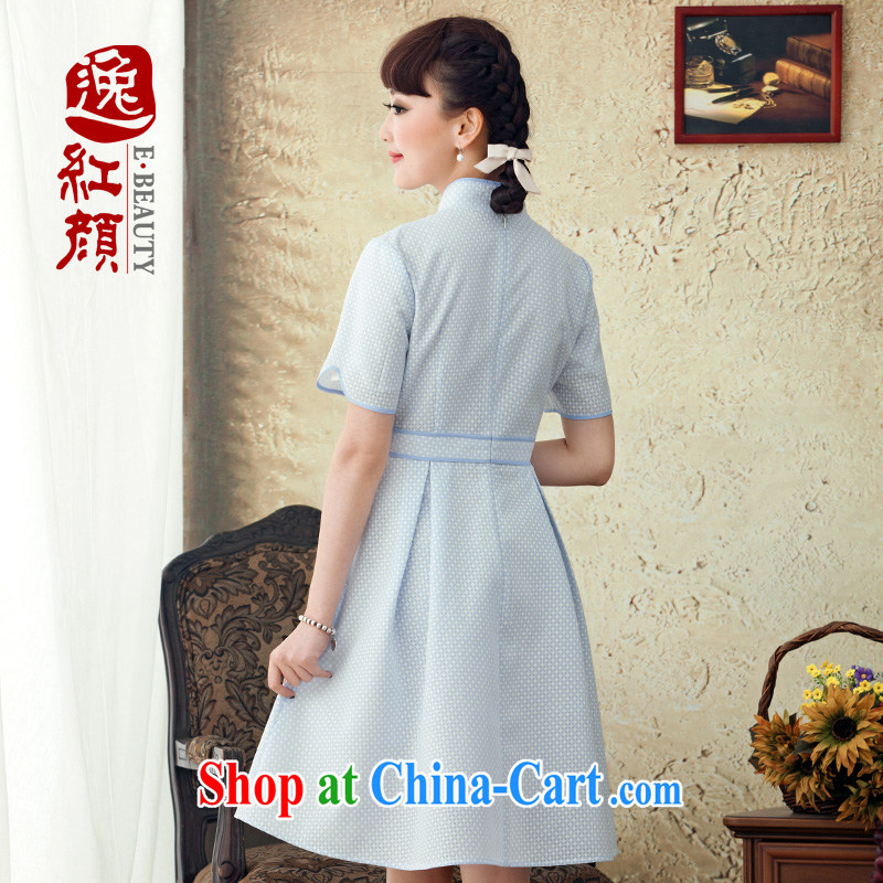 proverbial hero once and for all and Cheong Wa Dae Kyung 2015 New National wind lace dresses retro spring and summer beauty style summer dress blue S, fatally jealous once and for all, and, on-line shopping