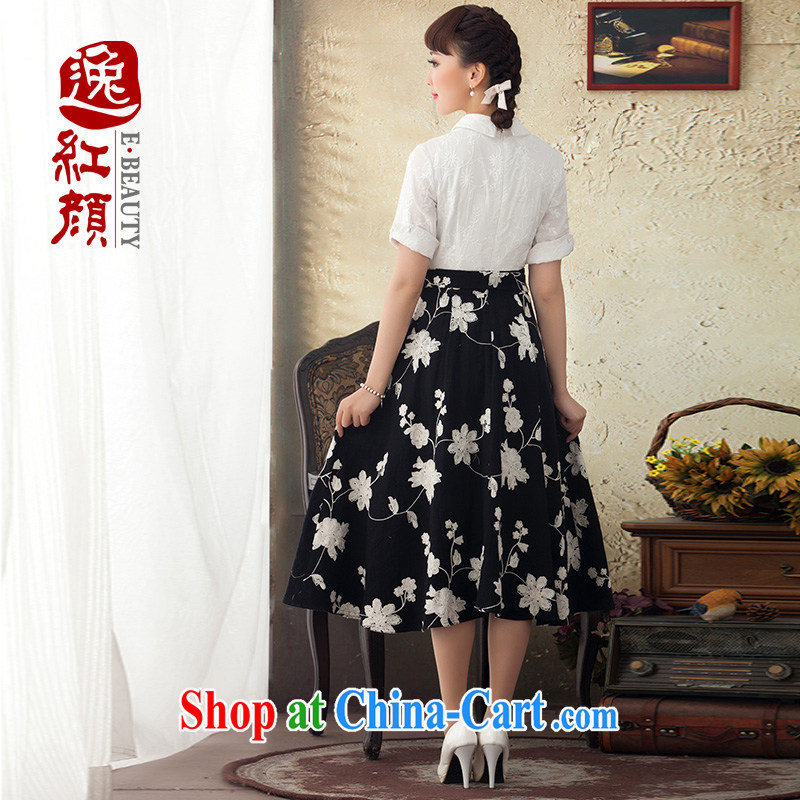 once and for all once and for all and fatally jealous interest in Spring and Autumn Period, Ethnic Wind retro cotton dress summer beauty embroidery cuff in black skirt L, fatally jealous once and for all, and online shopping