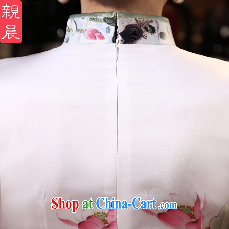 pro-am 2015 new daily cheongsam dress spring and summer beauty antique long cheongsam dress improved stylish white M, pro-am, shopping on the Internet