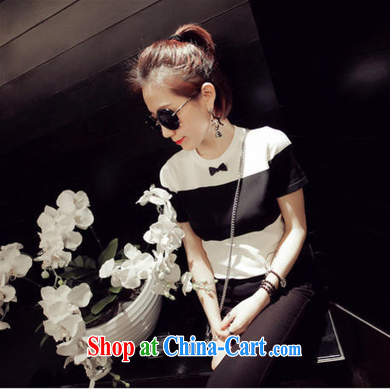 The Dongdaemun 2015 spring new female Korean small bow-tie graphics thin black-and-white, short-sleeved and stylish T pension female black and white are code, health concerns (Rvie .), and, on-line shopping