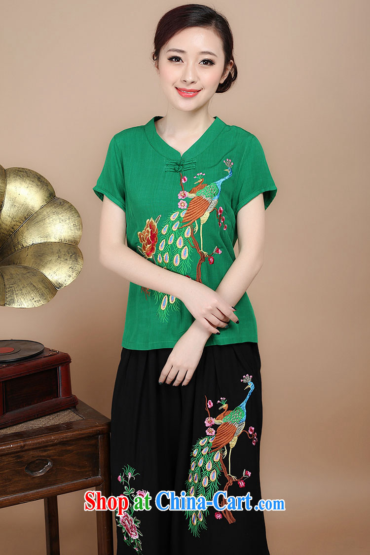 Barbie charm and Asia 2015 summer decor, cotton embroidery Tang replace V collar short-sleeve T-shirt pants two piece set to sell red L pictures, price, brand platters! Elections are good character, the national distribution, so why buy now enjoy more preferential! Health