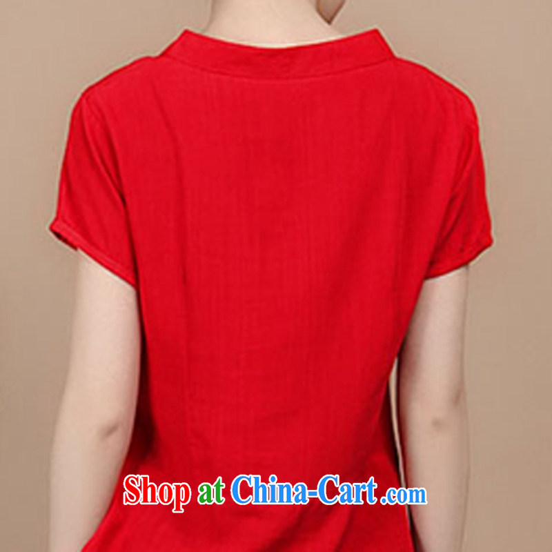 Hip Hop charm and Asia 2015 summer decor, cotton embroidery Tang replace V collar short-sleeve T-shirt pants two piece set to sell red L charm, as well as Asia and (Charm Bali), online shopping