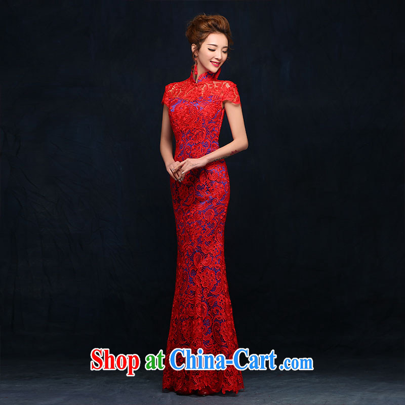 According to Lin Elizabeth spring 2015 new brides with marriage yarn dresses retro lace bows Service Improvement crowsfoot Long Red Red XL, according to Lin, Elizabeth, and shopping on the Internet