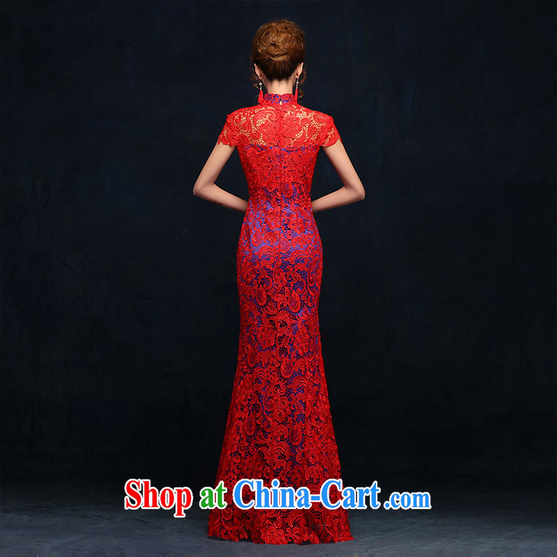 According to Lin Elizabeth spring 2015 new brides with marriage yarn dresses retro lace bows Service Improvement crowsfoot Long Red Red XL, according to Lin, Elizabeth, and shopping on the Internet