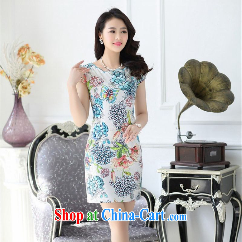100 million Dollar City summer 2015 Women's clothes new, Retro cultivating short-sleeved ladies dress style package and Tsing Hua stamp cheongsam dress 9188 pink XXL, 100 million dollar City, shopping on the Internet