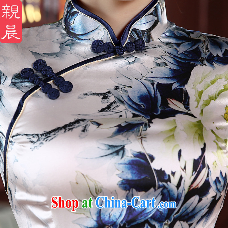 pro-am 2015 new upscale Silk Dresses short spring and summer daily sauna Silk Cheongsam dress improved stylish short 2 XL, pro-am, and shopping on the Internet