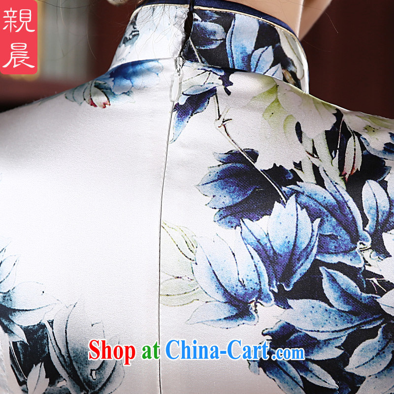 pro-am 2015 new upscale Silk Dresses short spring and summer daily sauna Silk Cheongsam dress improved stylish short 2 XL, pro-am, and shopping on the Internet