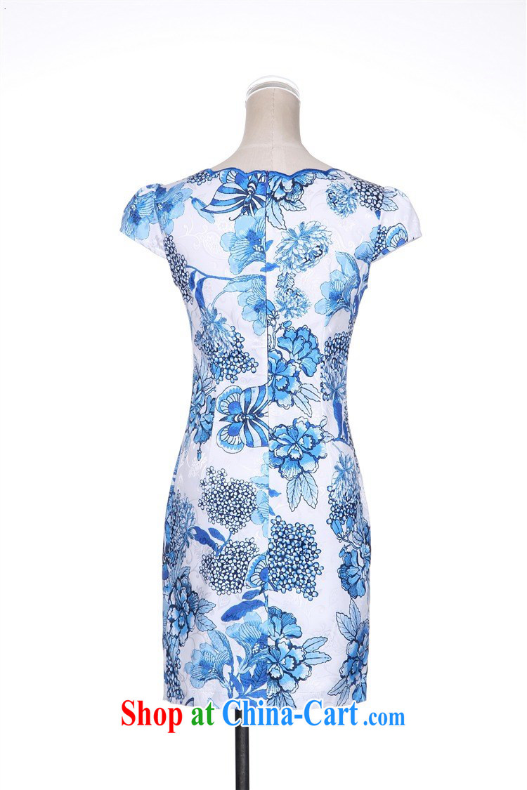 Spring cicada women summer 2015 new retro cultivating short-sleeved dresses Korean style package and blue and stamp duty cheongsam dress royal blue XXL pictures, price, brand platters! Elections are good character, the national distribution, so why buy now enjoy more preferential! Health
