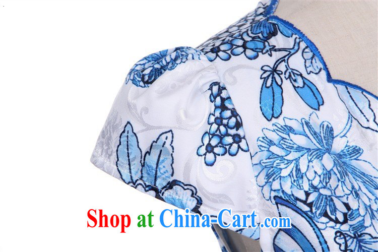 Spring cicada women summer 2015 new retro cultivating short-sleeved dresses Korean style package and blue and stamp duty cheongsam dress royal blue XXL pictures, price, brand platters! Elections are good character, the national distribution, so why buy now enjoy more preferential! Health