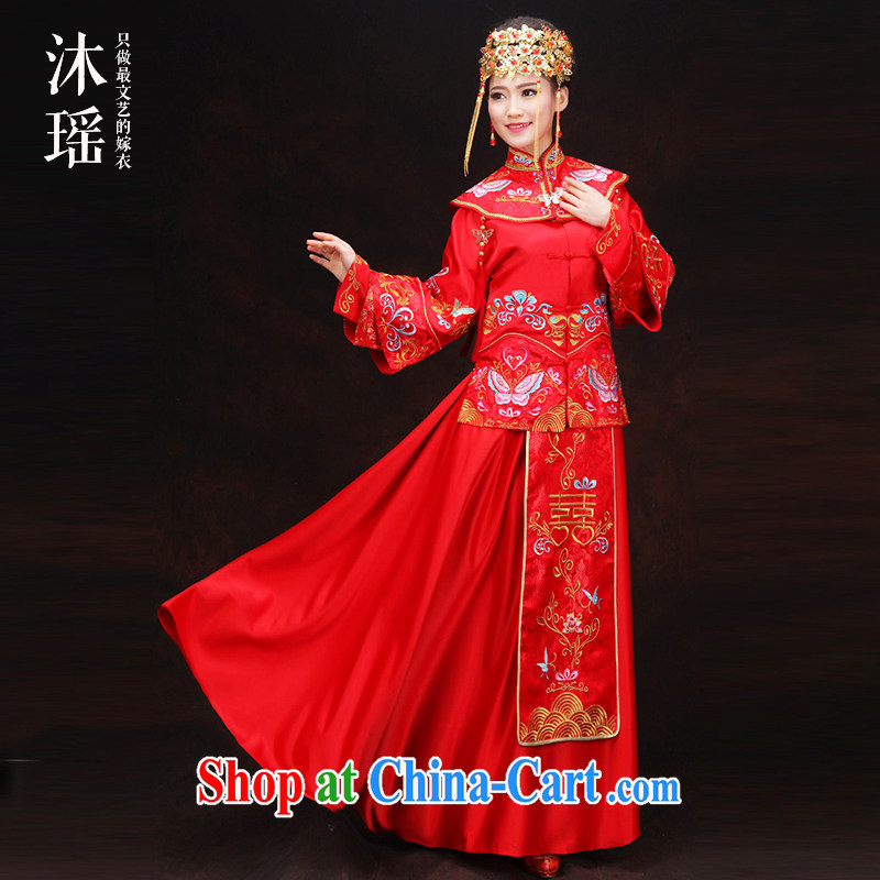 Mu Yao 2015 new spring and summer Chinese women show reel service 2-Piece long, long-sleeved-toast field service bridal dresses of Phoenix Phoenix costumes of red XL chest of more than 102, Mu Yao, shopping on the Internet