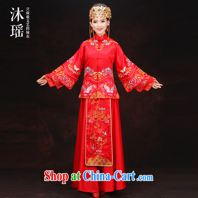 Mu Yao 2015 new spring and summer Chinese women show reel service 2-Piece long, long-sleeved-toast field service bridal dresses of Phoenix Phoenix costumes of red XL chest of more than 102, Mu Yao, shopping on the Internet