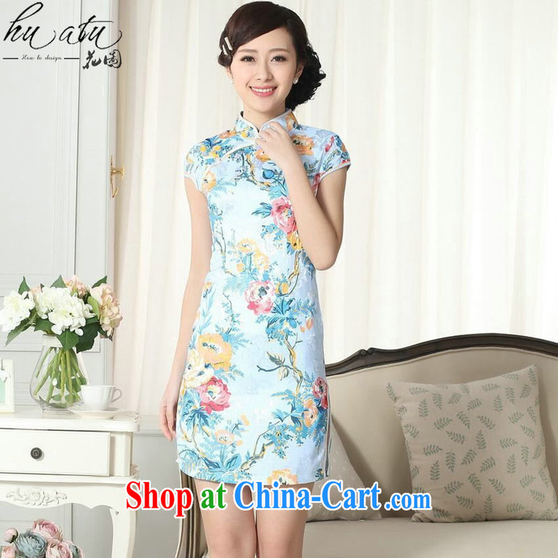 Take the women summer dresses with new Tang with improved version jacquard cotton daily Chinese qipao, for cultivating short dresses such as the color 2 XL, spend figure, shopping on the Internet