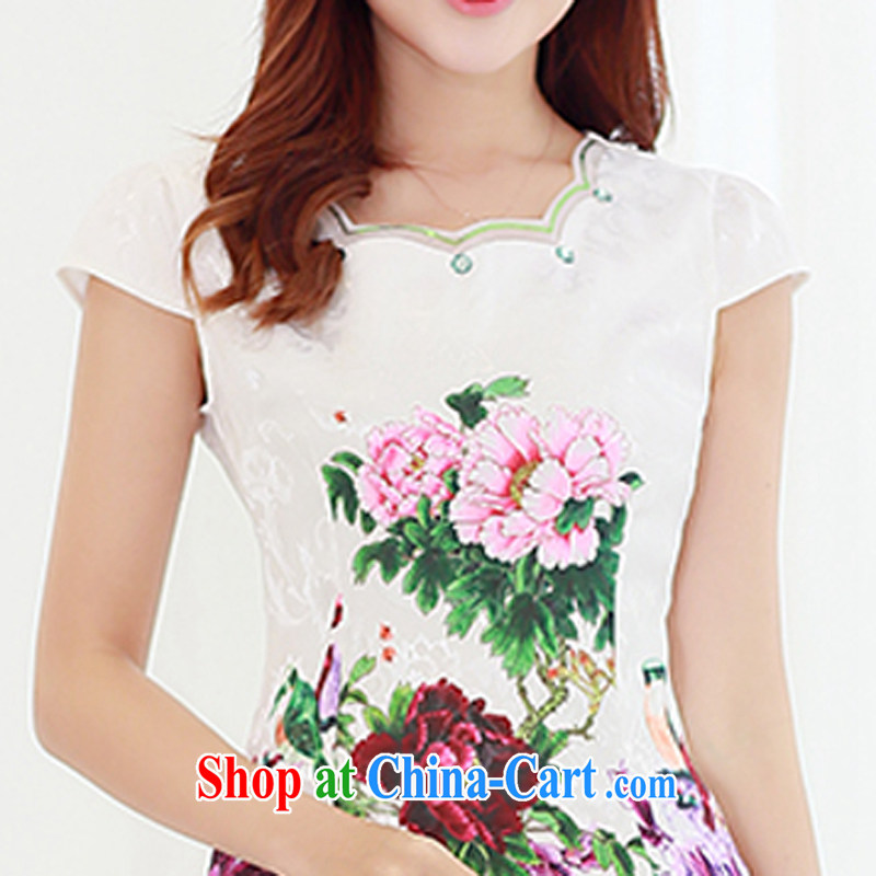 Los Angeles 2015 summer new Korean beauty and elegant antique stamp stylish female short-sleeved qipao dresses the XXL, Los Angeles (ROLUZEE), and, on-line shopping