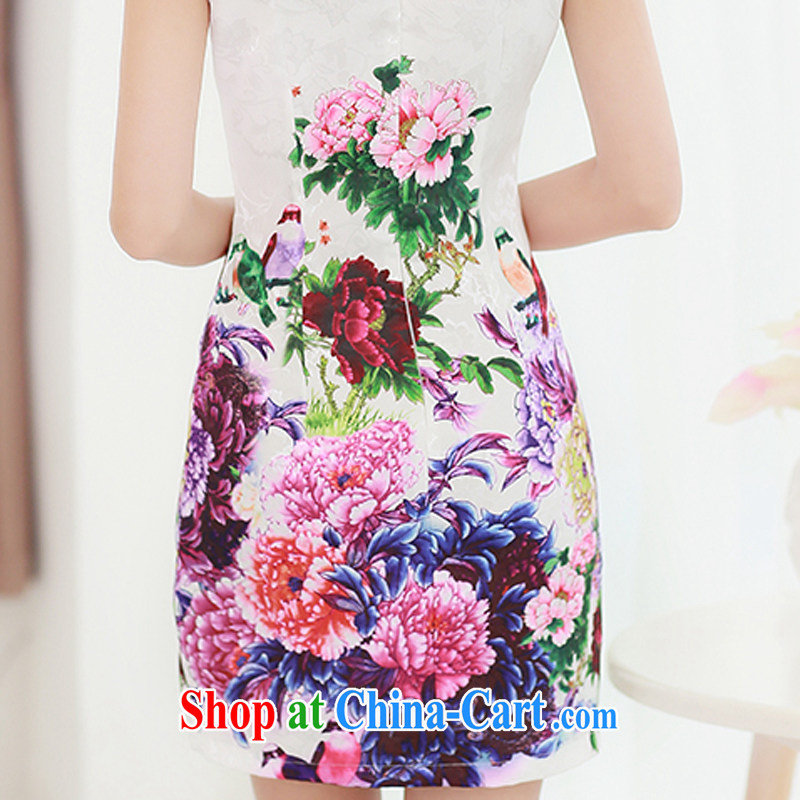 Los Angeles 2015 summer new Korean beauty and elegant antique stamp stylish female short-sleeved qipao dresses the XXL, Los Angeles (ROLUZEE), and, on-line shopping