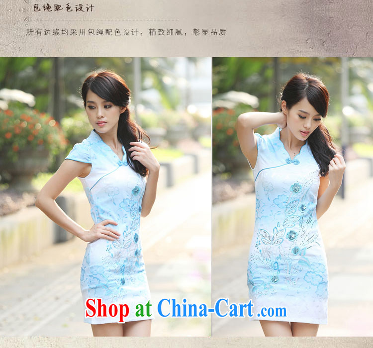 Golden Harvest, snow 2015 new Stylish retro cheongsam dress blue XL pictures, price, brand platters! Elections are good character, the national distribution, so why buy now enjoy more preferential! Health