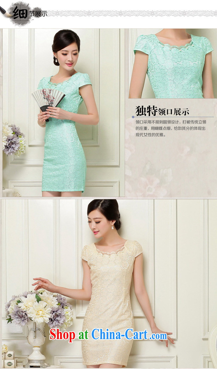 Air Shu Diane 2015 summer new Chinese improved stylish dresses summer lace dresses ethnic wind retro short cheongsam dress 37 green L pictures, price, brand platters! Elections are good character, the national distribution, so why buy now enjoy more preferential! Health