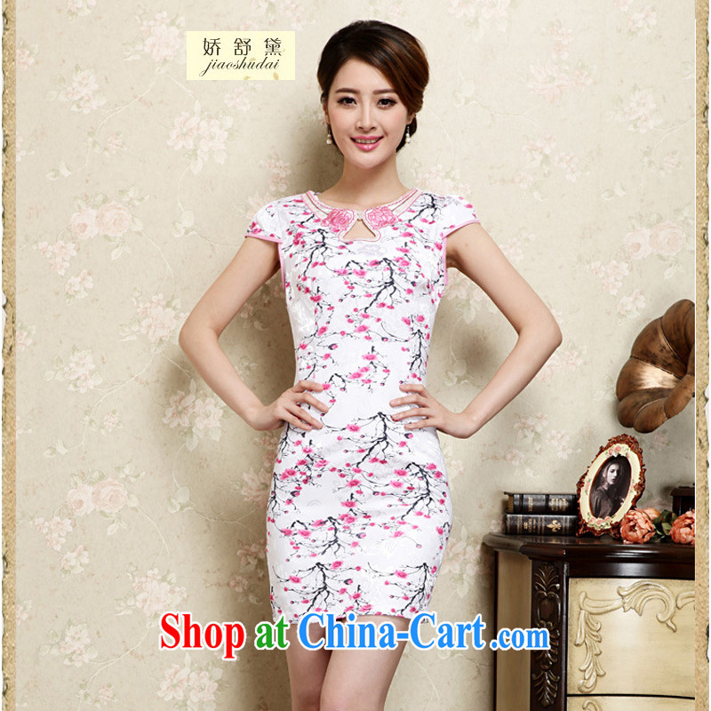Air Shu Diane 2015 summer new hand-painted plum sexy cheongsam dress Ethnic Wind daily retro dresses girls 30 red L